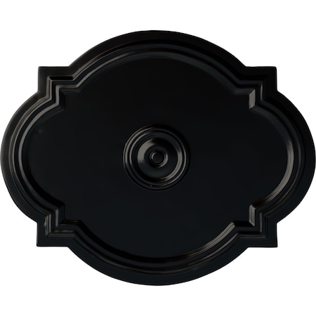 Ekena Millwork Waltz Ceiling Medallion (Fits Canopies up to 4 1/2"), 21 1/4"W x 17 3/8"H x 1"P, Jet Black CM21WABLF